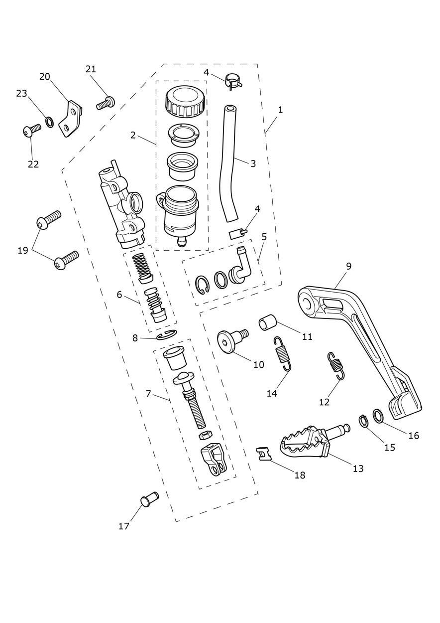 Rear Brake Master Cylinder exploded diagram