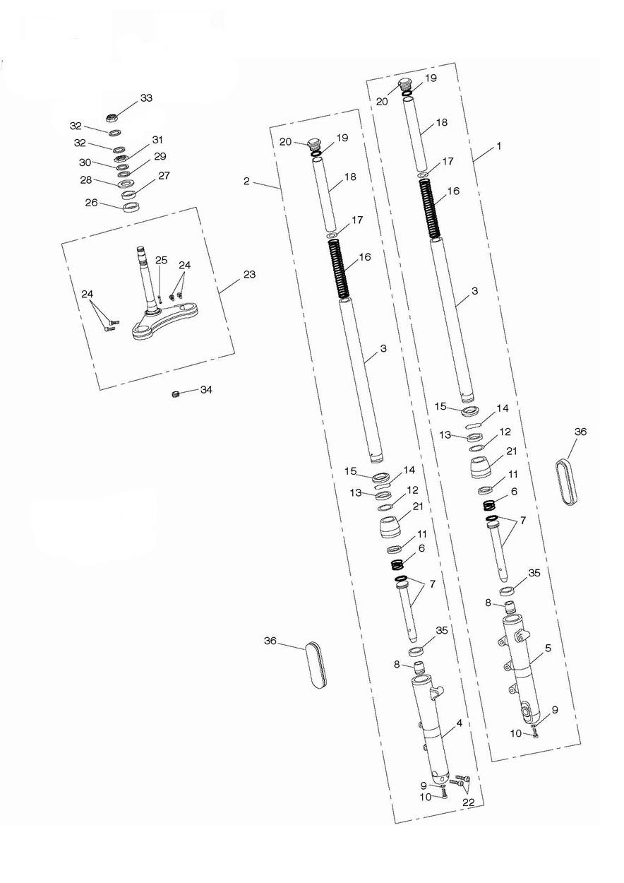 Front Forks & Lower Yoke exploded diagram