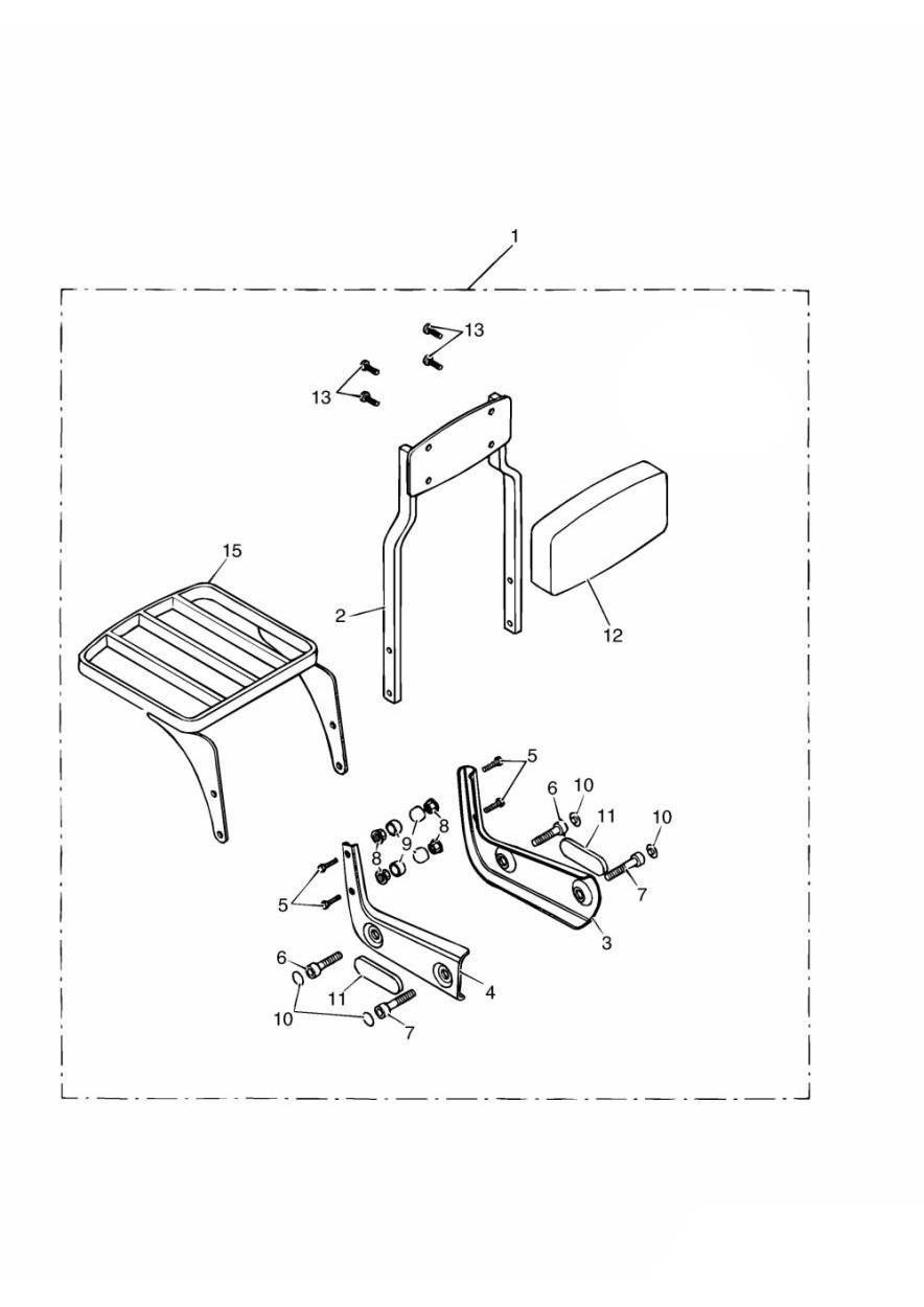 Passenger Backrest Tall + Luggage Rack Kit exploded diagram