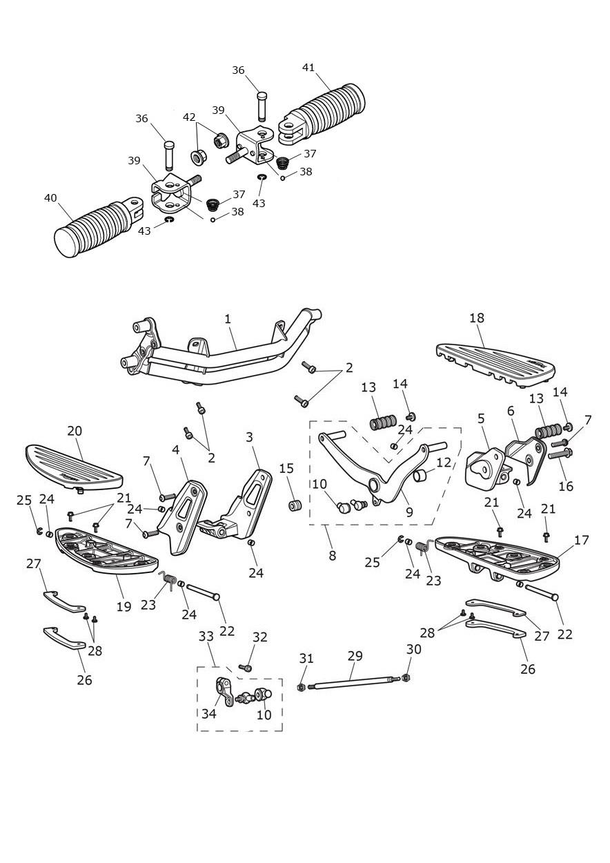 Footrests & Mountings (inc 611105) exploded diagram
