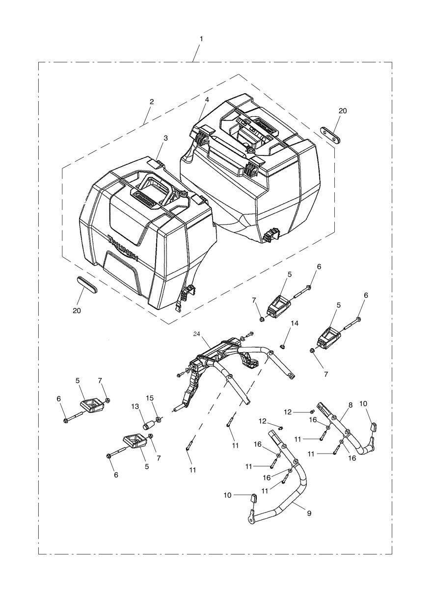 2 Box Pannier Kit, US, CA & SG exploded diagram