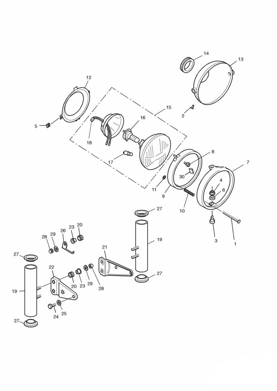 Headlight/Mountings exploded diagram