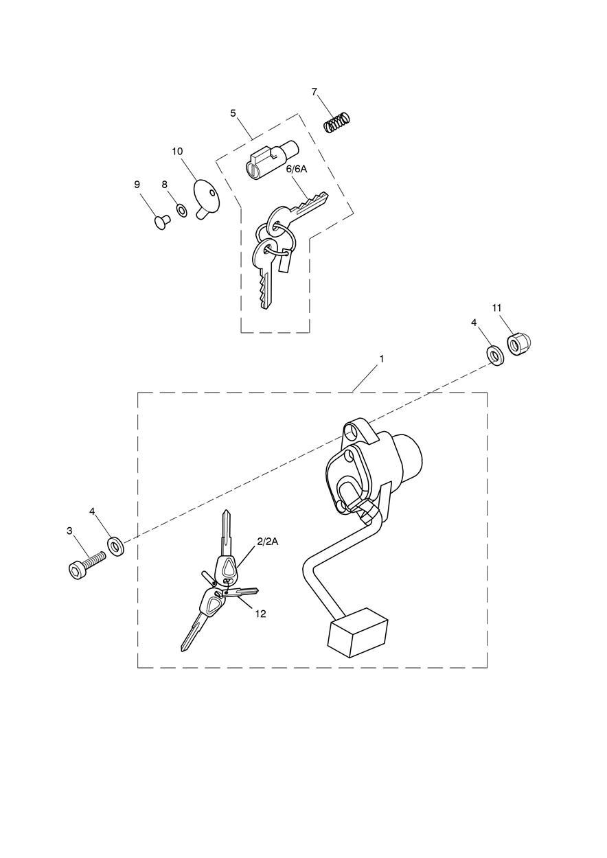 Ignition Switch & Steering Lock exploded diagram