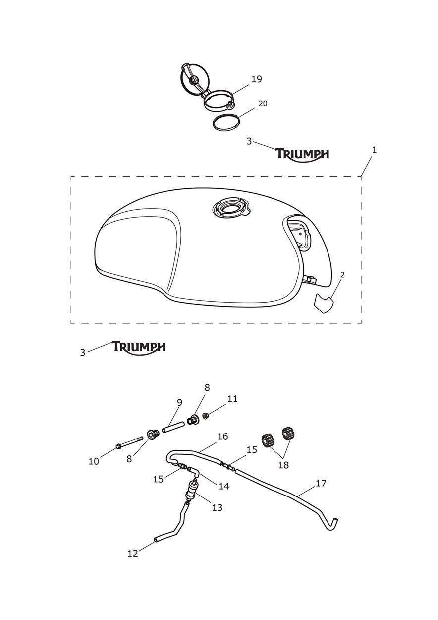 Fuel Tank - Sapphire Red/Silver Red Tanks - Stealth Edition exploded diagram