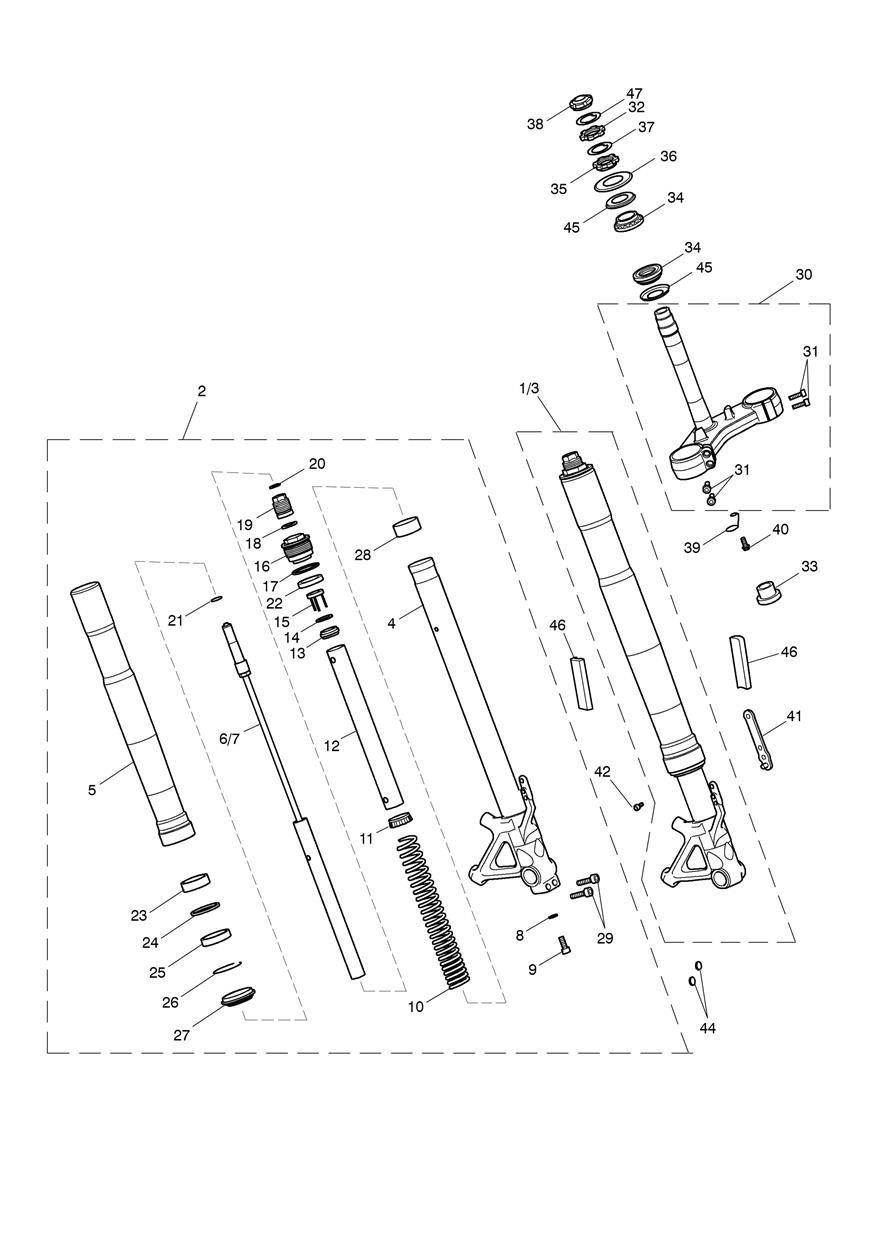 Front Forks & Yokes exploded diagram