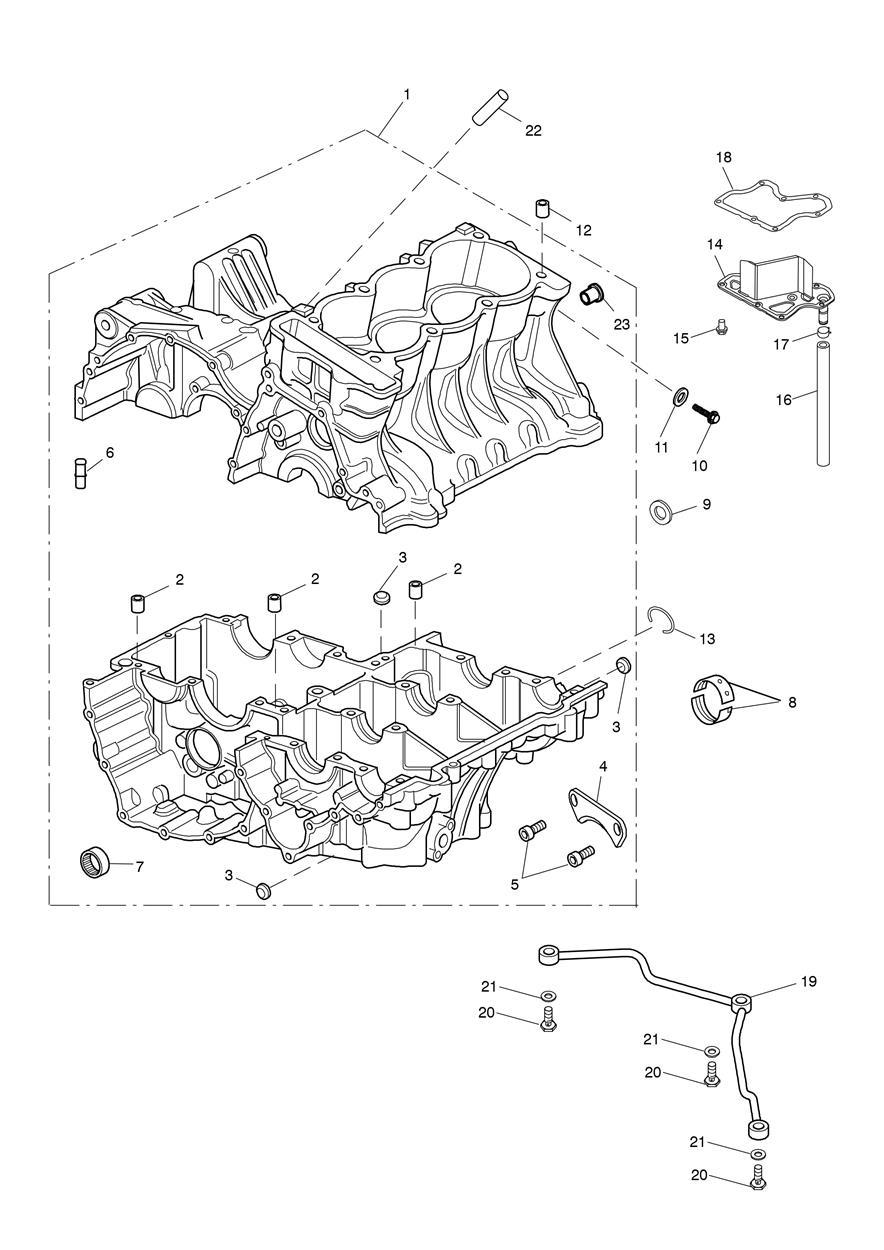 Crankcase & Fittings exploded diagram