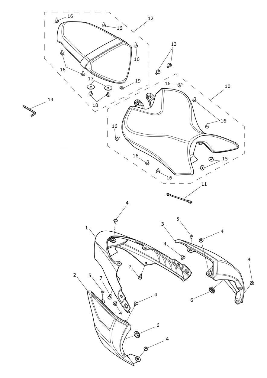 Rear Bodywork & Seat exploded diagram