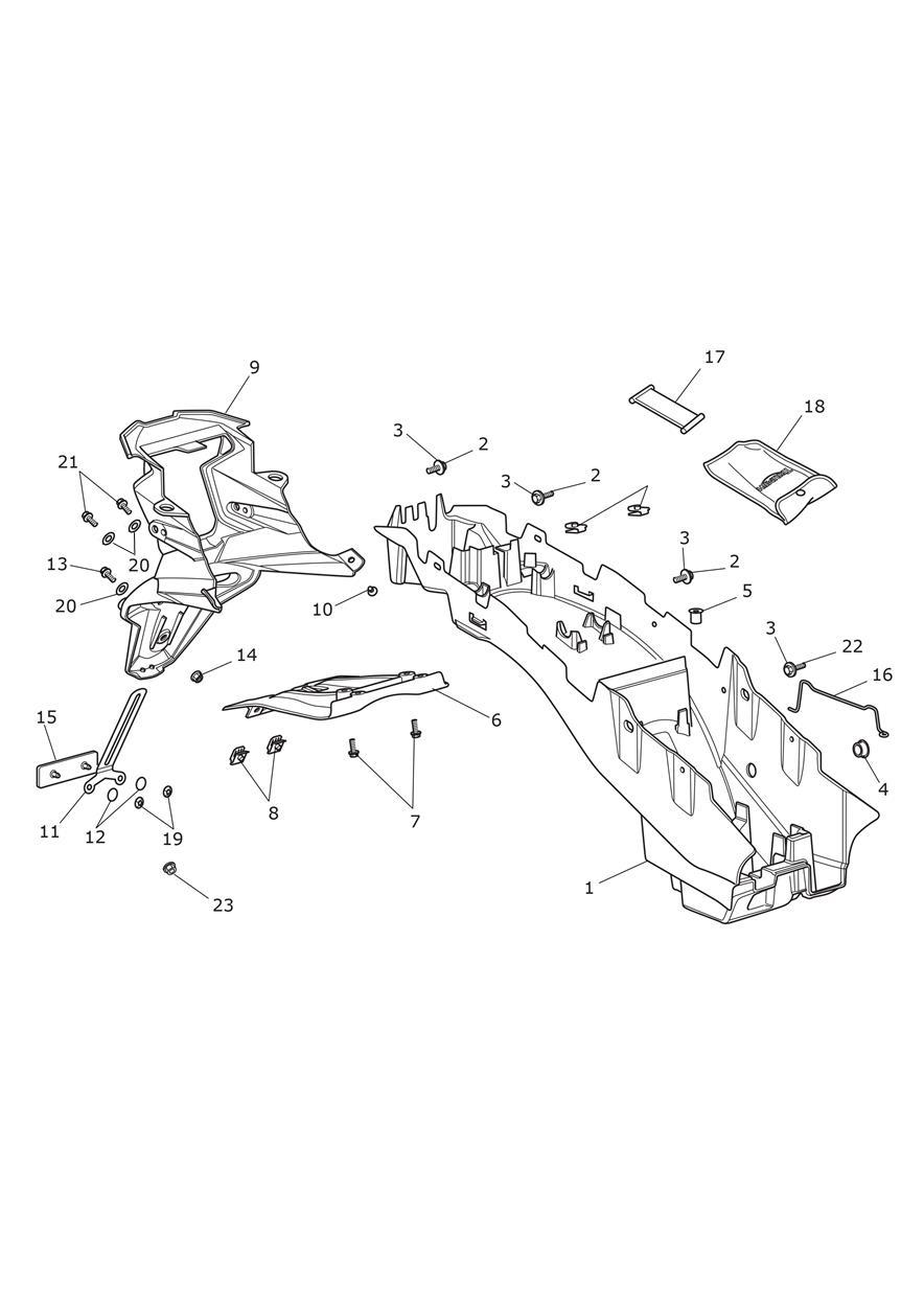 Rear Mudguard & Battery Box exploded diagram