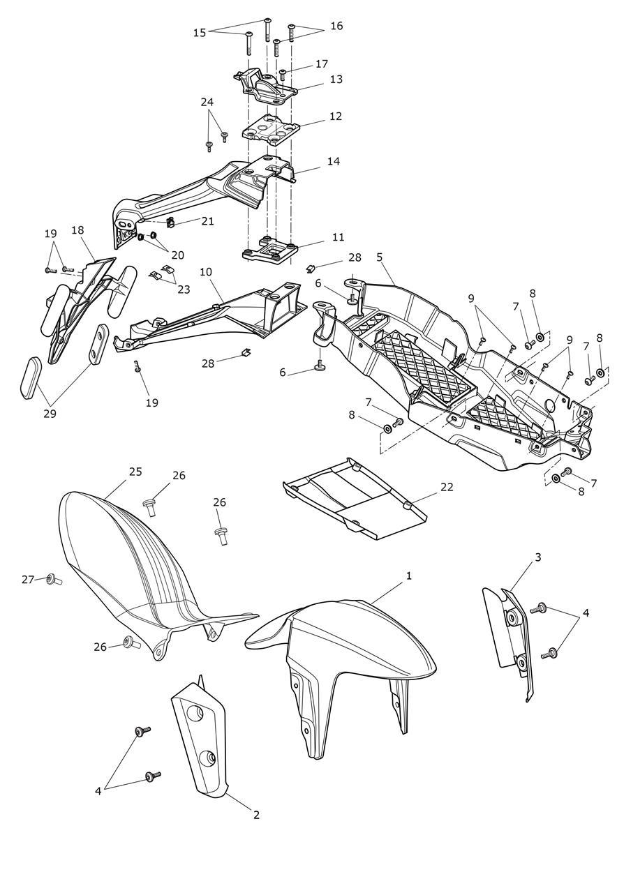 Mudguards exploded diagram