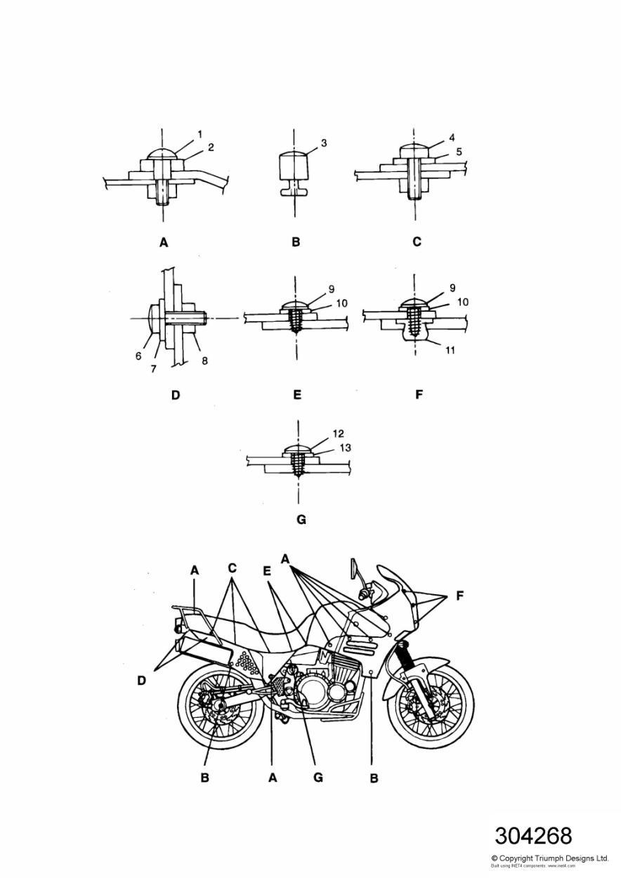 Bodywork Fixings exploded diagram