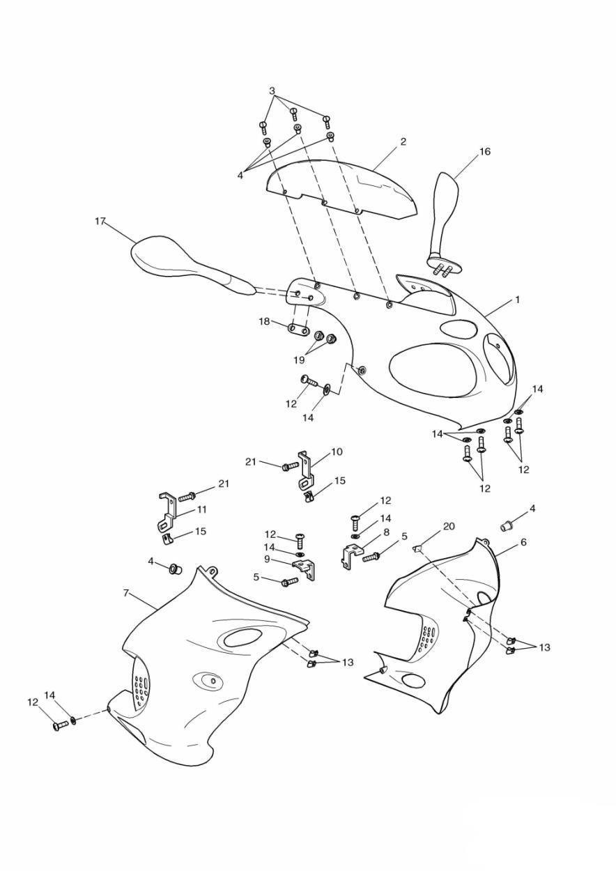 Bodywork - Cockpit exploded diagram