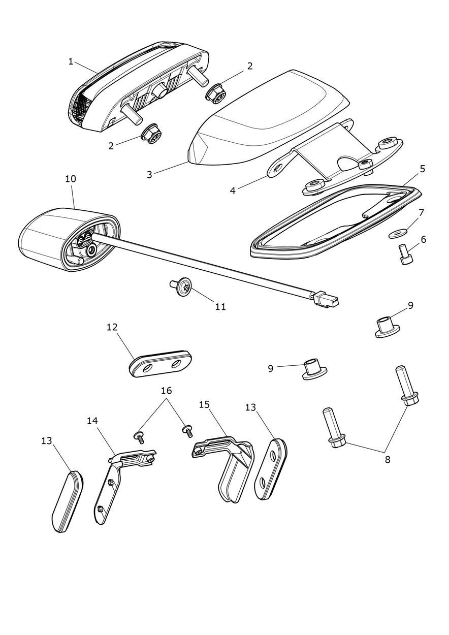 Rear Light & Reflectors - All Except US exploded diagram