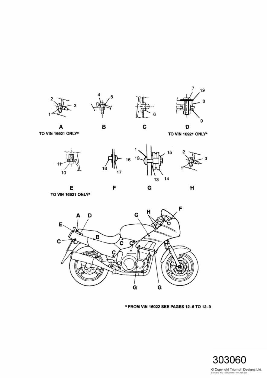 Bodywork - Fixings exploded diagram