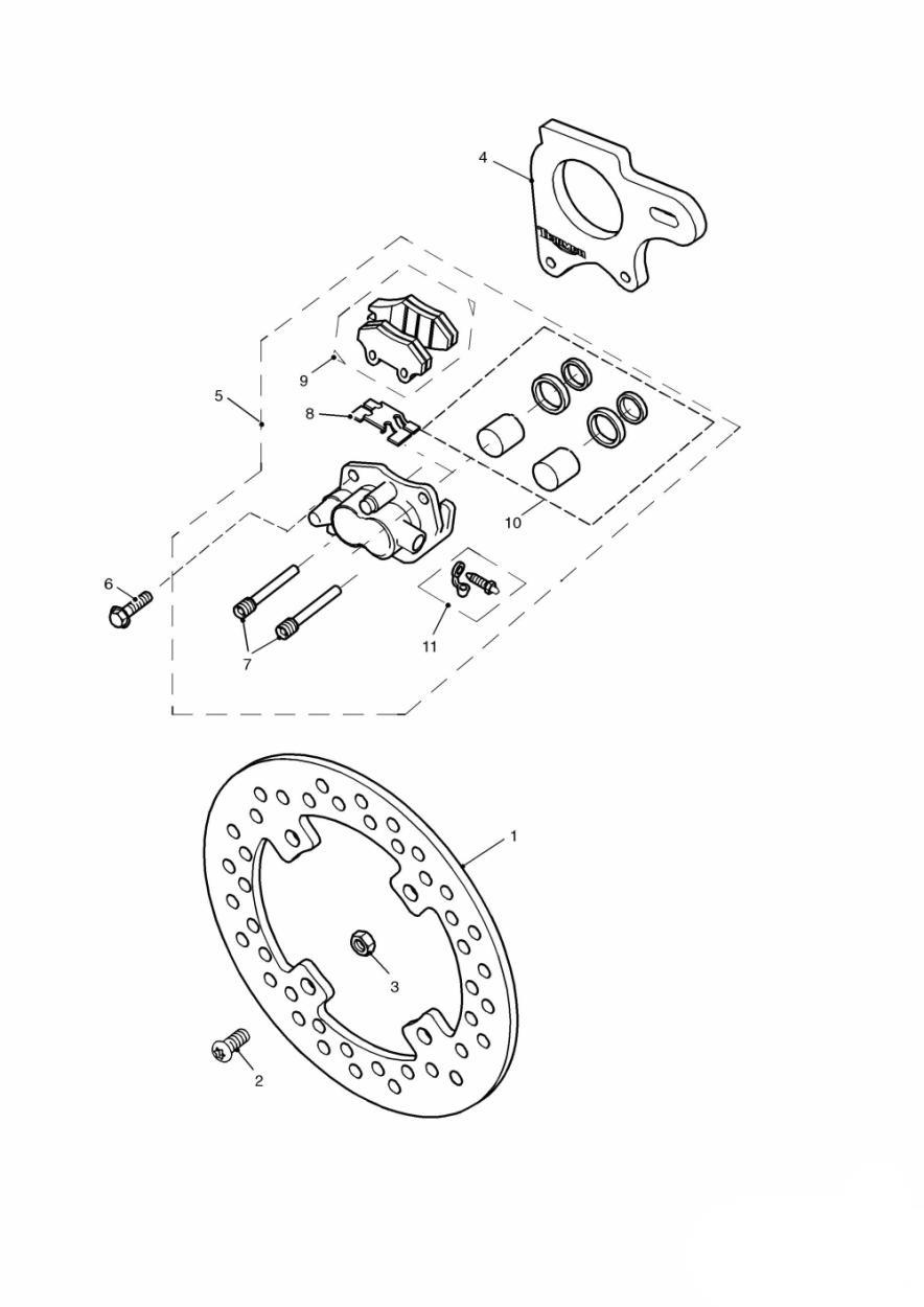 Rear Brake Disc and Caliper exploded diagram