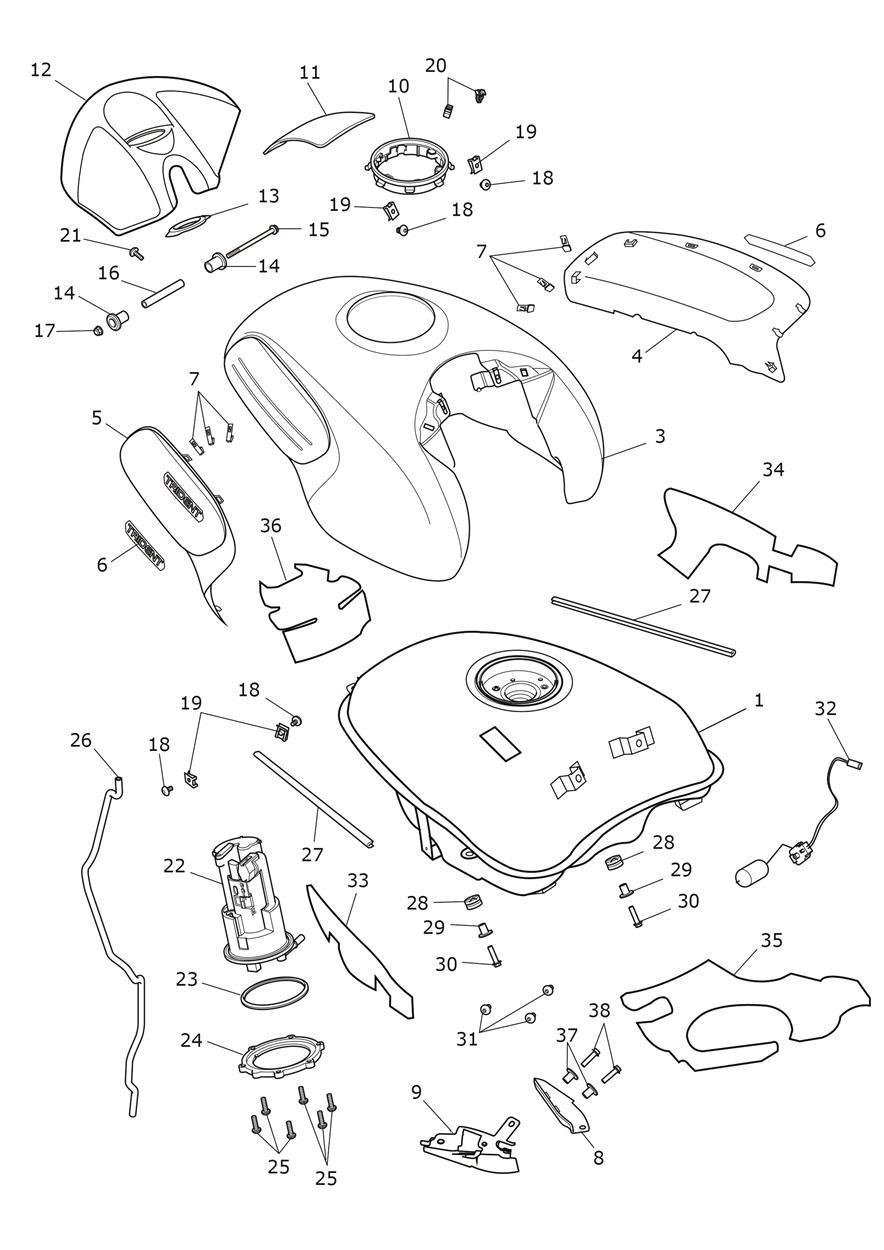 Fuel Tank, Fuel Pump & Fittings exploded diagram