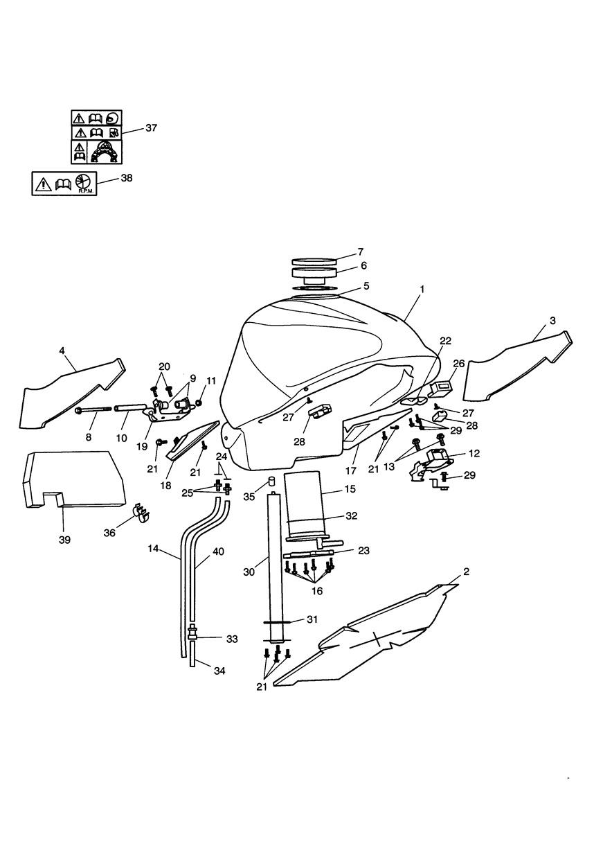 Fuel Tank & Fittings (Non ABS) (ABS Version) exploded diagram