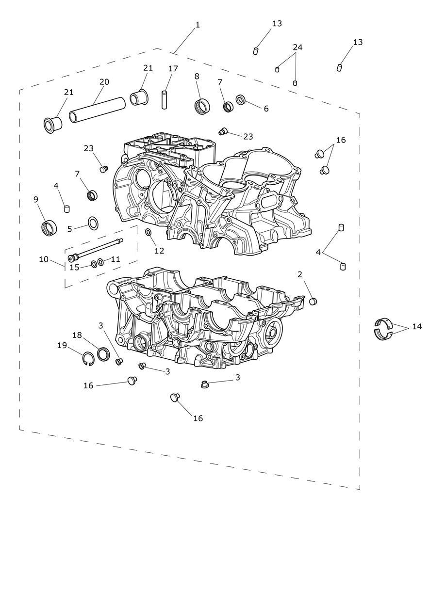 Crankcase & Fittings exploded diagram