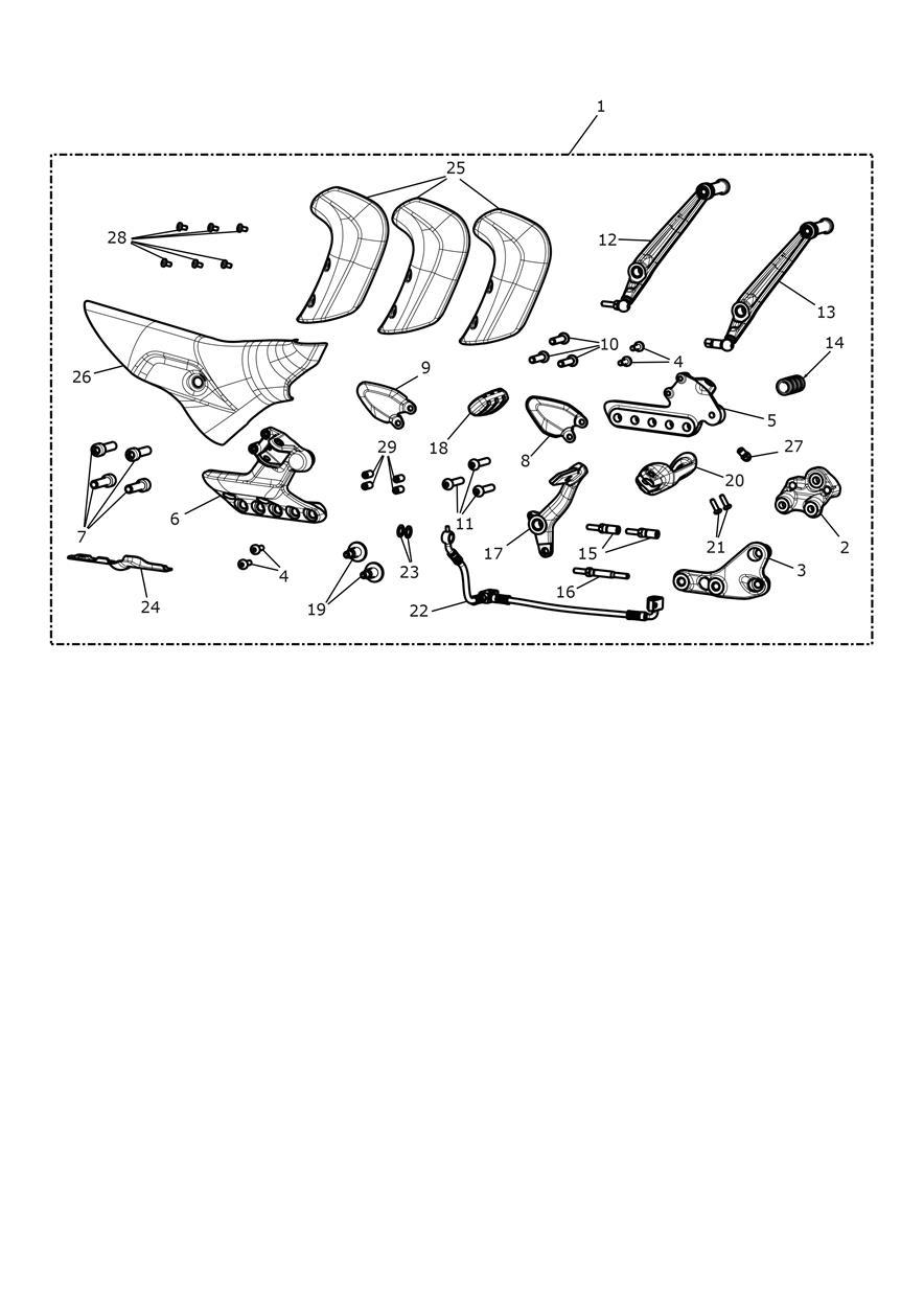 Foot Control Kit, Forward, Black exploded diagram