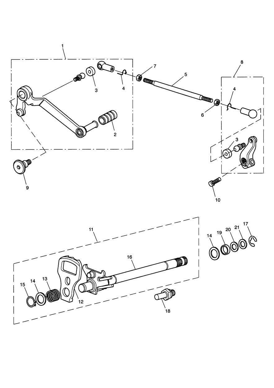 Gear Change Mechanism exploded diagram