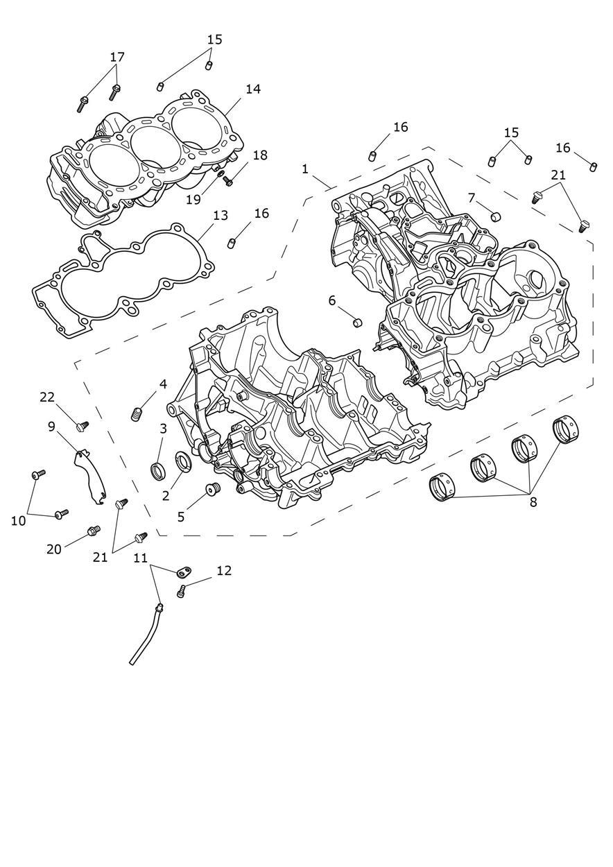 Crankcase & Fittings exploded diagram