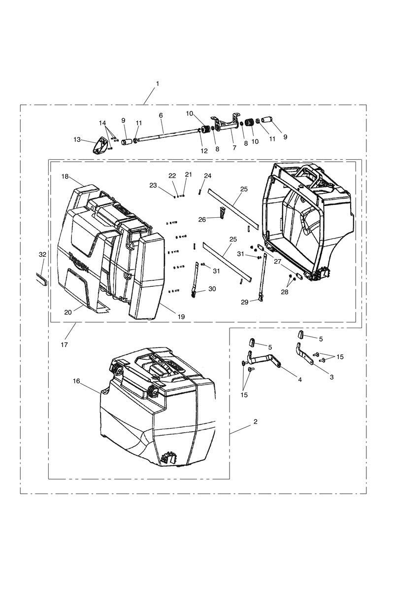 2 Box Pannier Kit, Touring, US exploded diagram