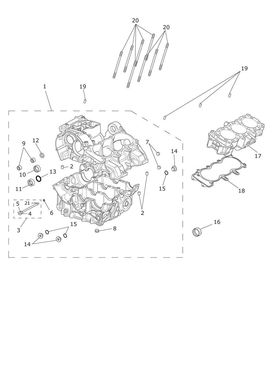 Crankcase & Fittings exploded diagram