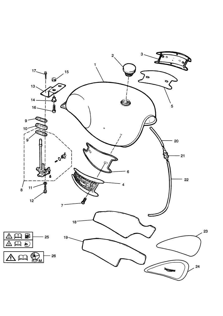 Fuel Tank and Fittings exploded diagram