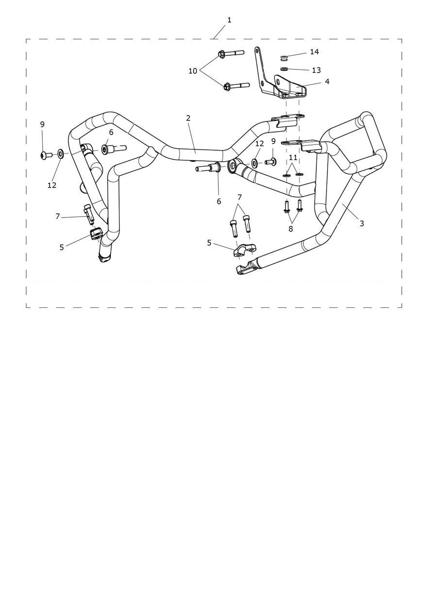 Upper Engine Bar Kit, SS - N/A to Aragon Edition exploded diagram