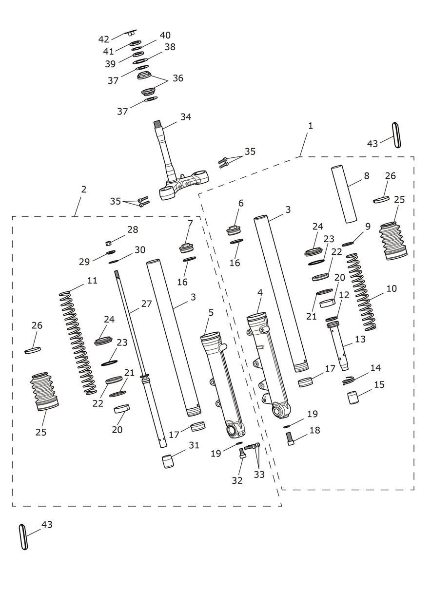 Front Forks & Lower Yoke exploded diagram