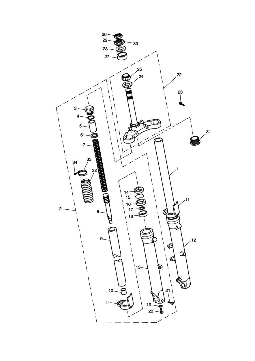 Front Forks & Lower Yoke exploded diagram