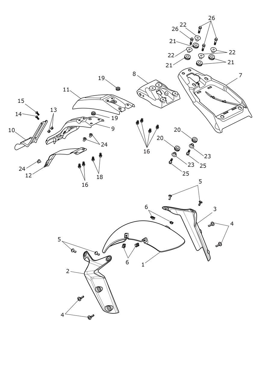 Mudguards exploded diagram