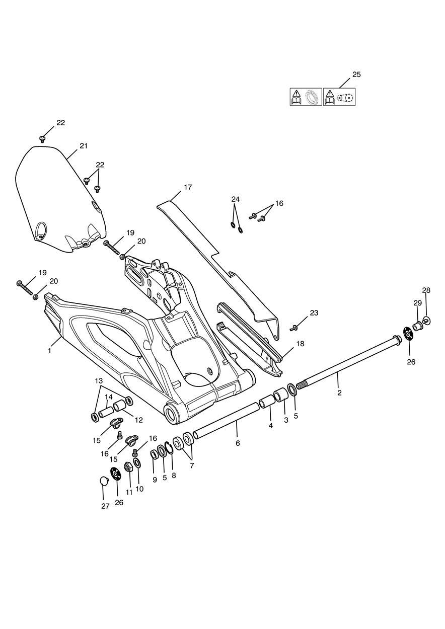 Rear Swingarm exploded diagram