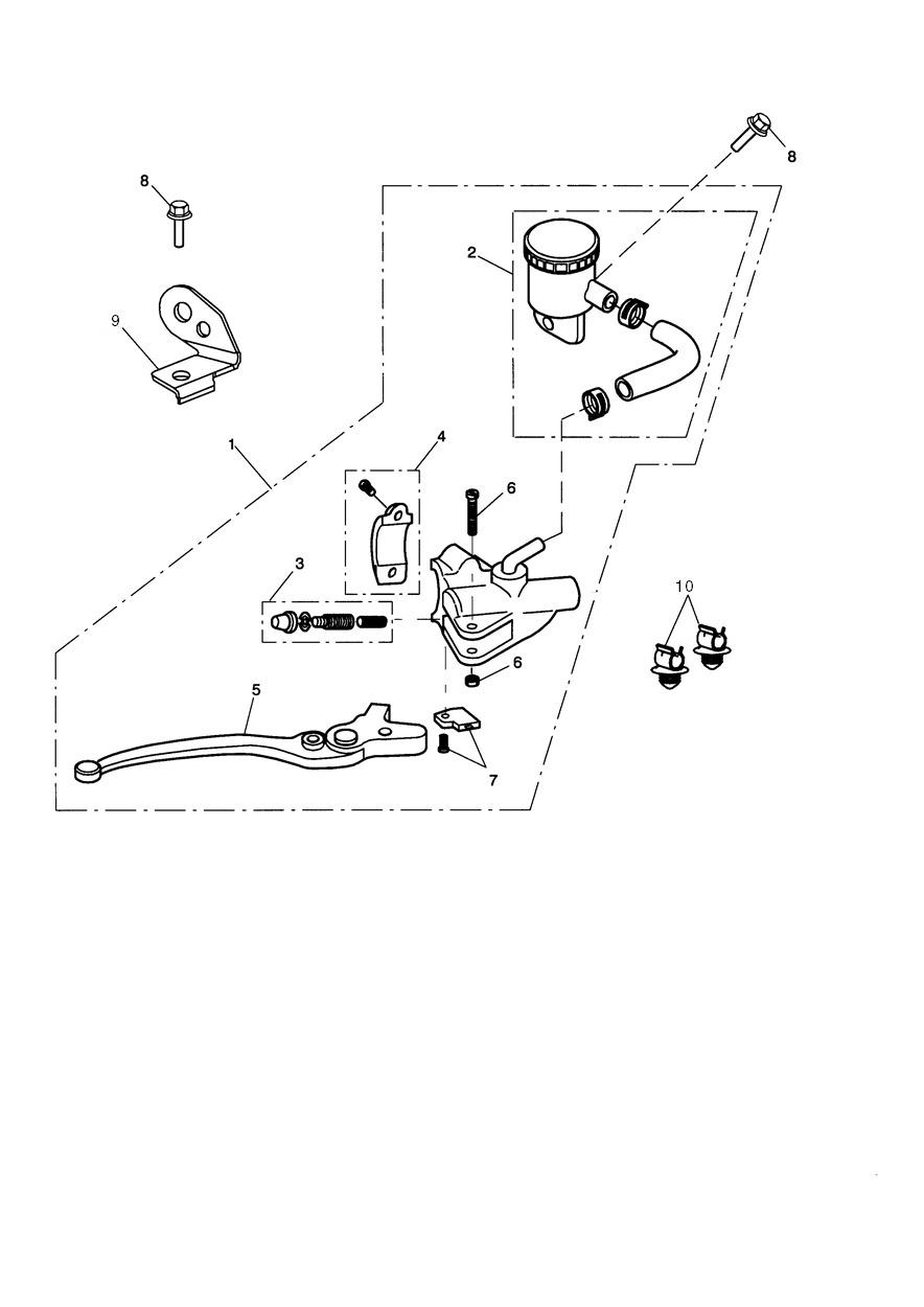 Front Brake Master Cylinder & Hoses exploded diagram