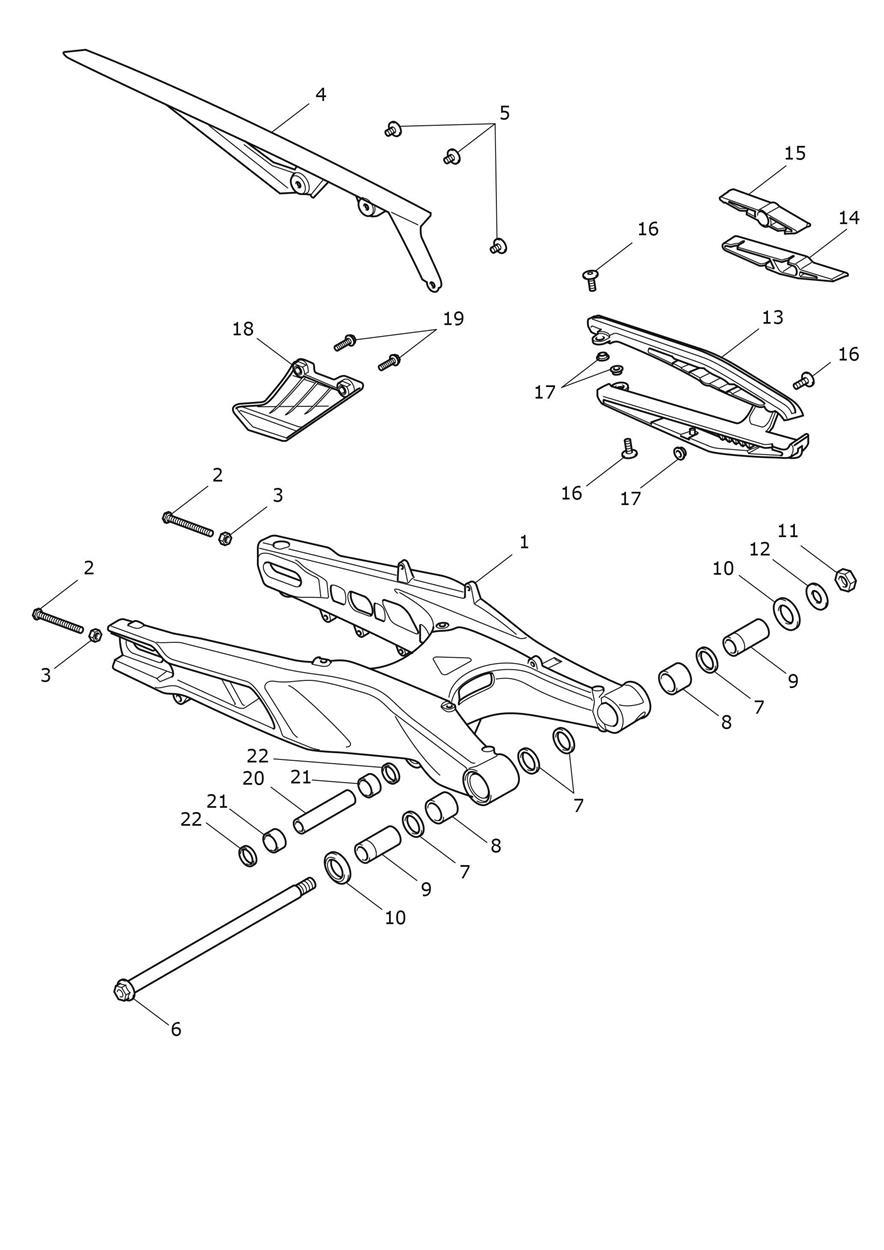 Rear Swingarm exploded diagram