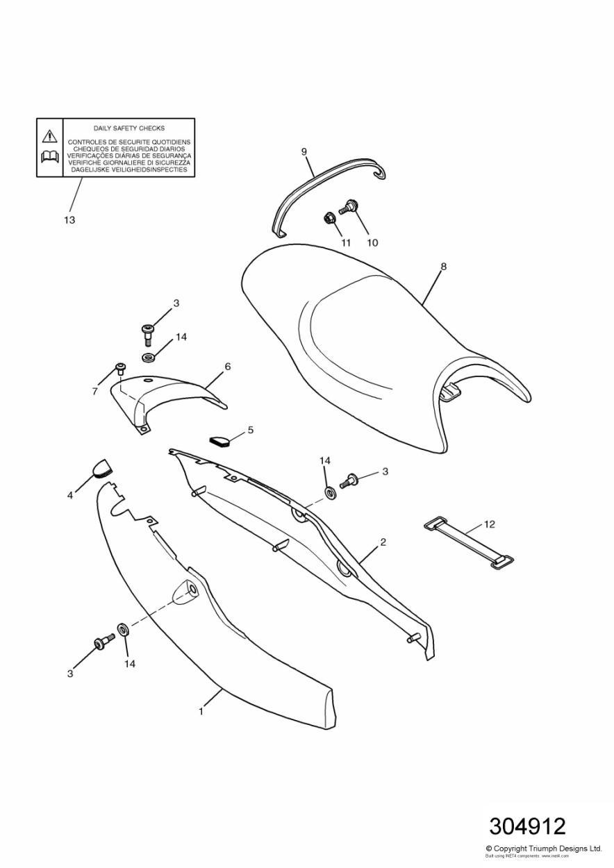 Bodywork - Rear Side Panels and Seat exploded diagram