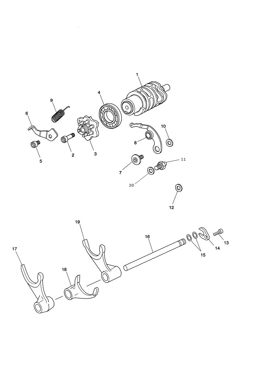 Gear Selector Drum exploded diagram