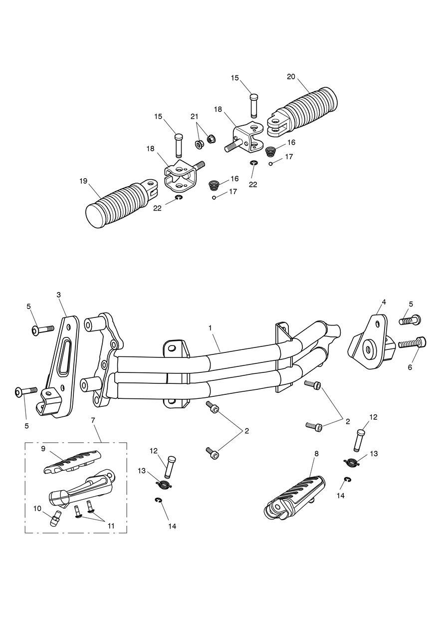 Footrests & Mountings exploded diagram
