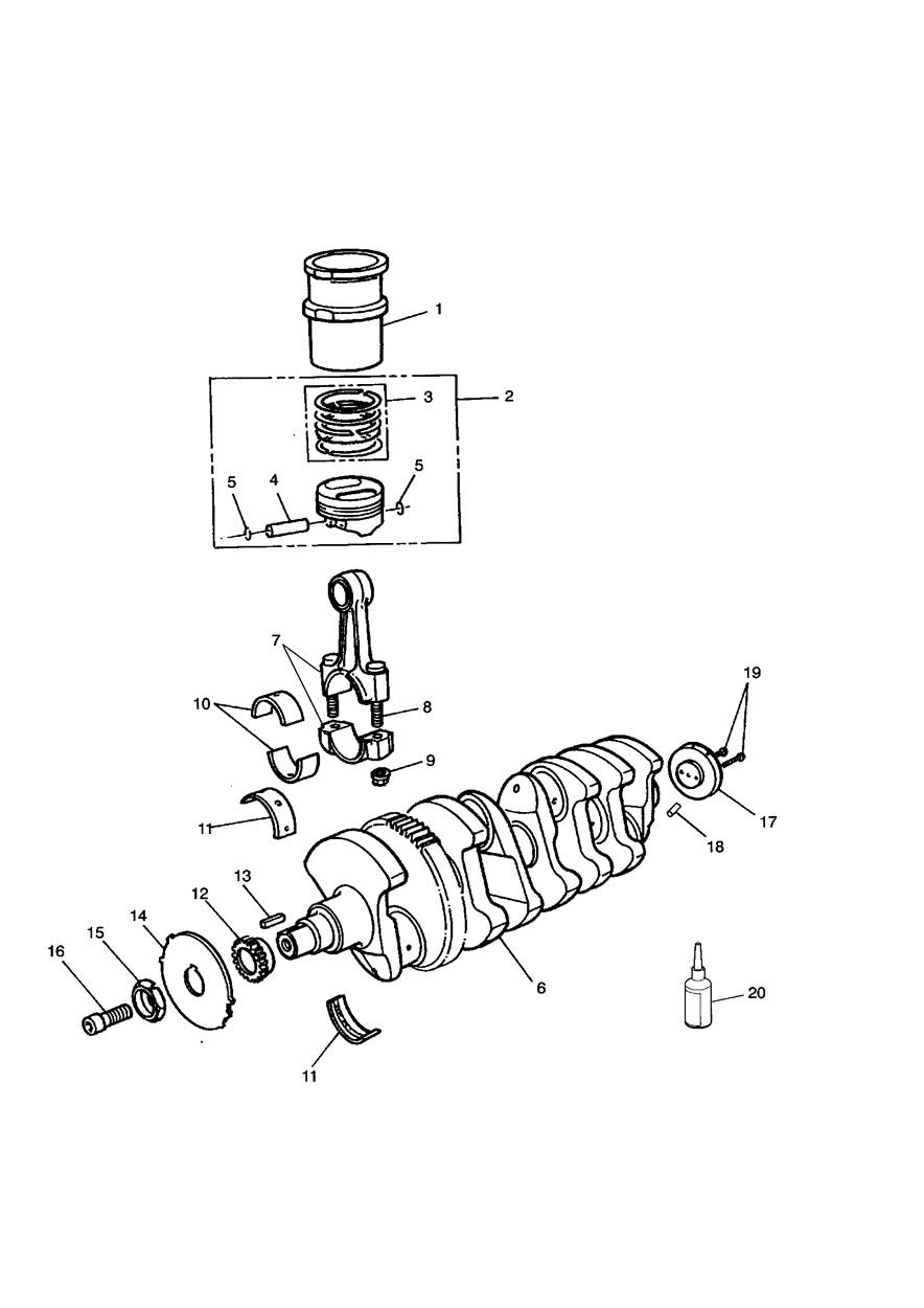 Crankshaft/Conn Rod/Pistons and Liners exploded diagram