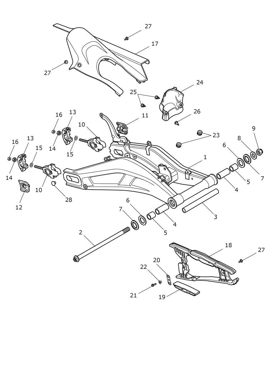 Swingarm Assembly exploded diagram