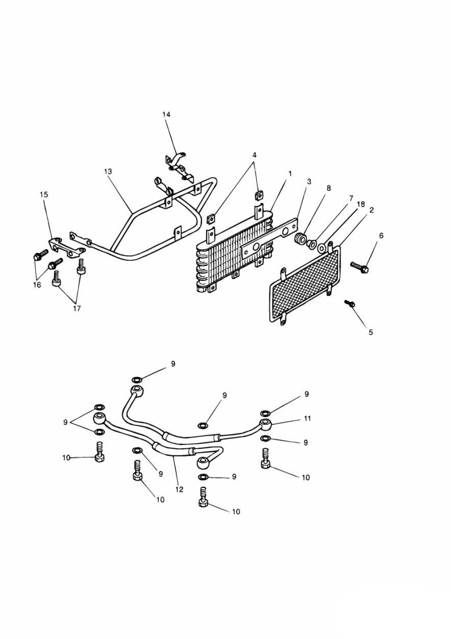 Oil Cooler 3 Cylinder Engines exploded diagram