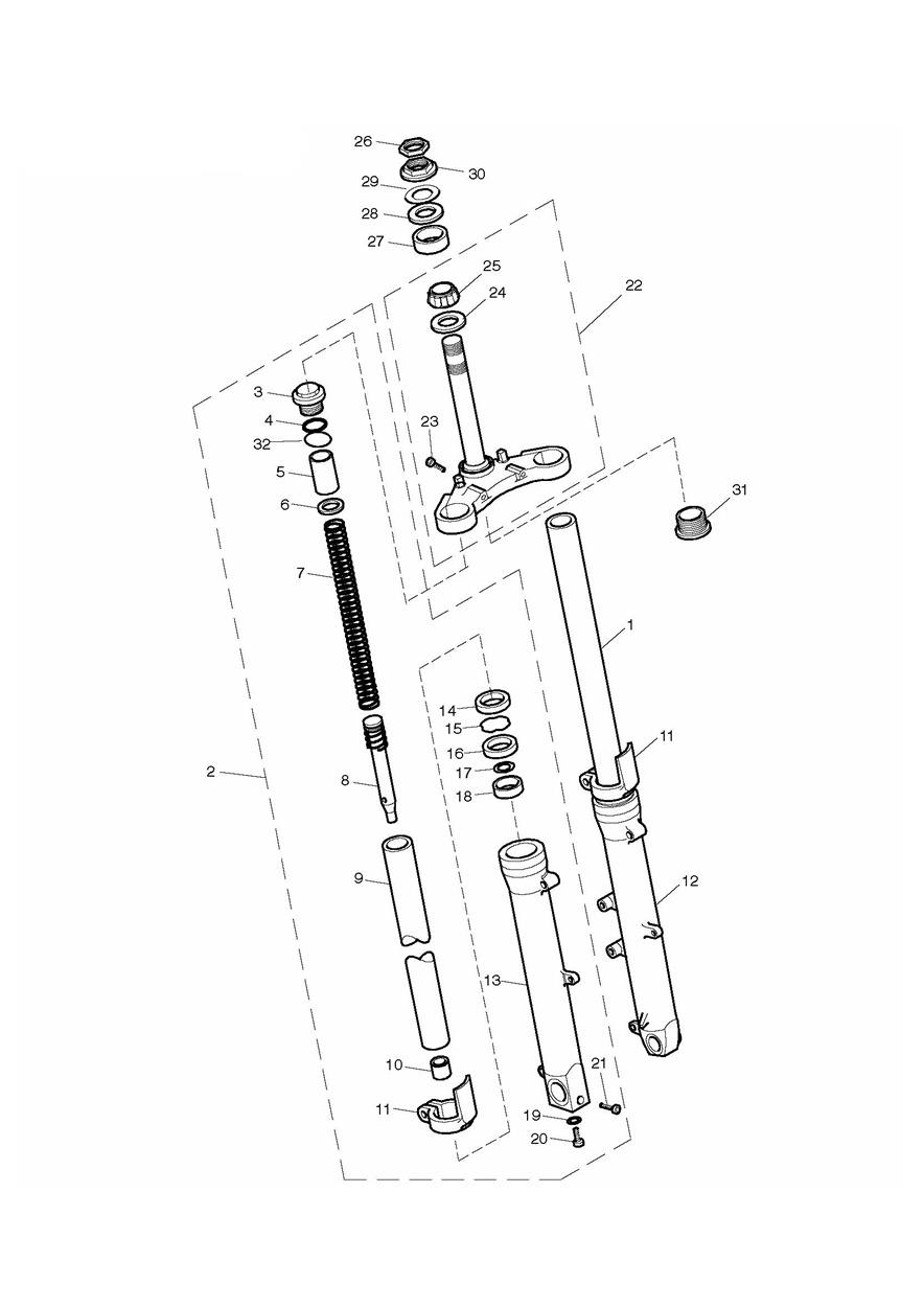Front Forks & Lower Yoke exploded diagram