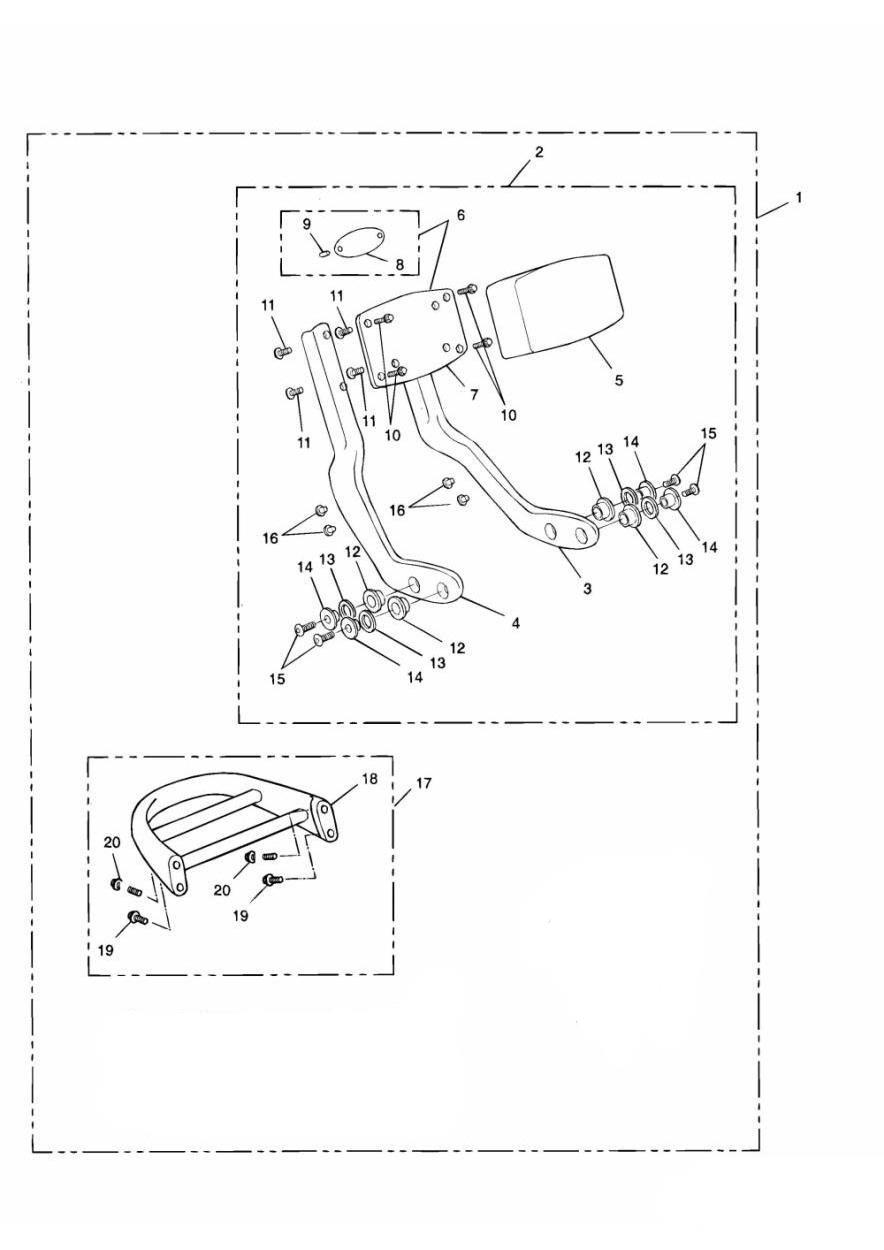 Passenger Backrest/ Luggage Rack Forged exploded diagram