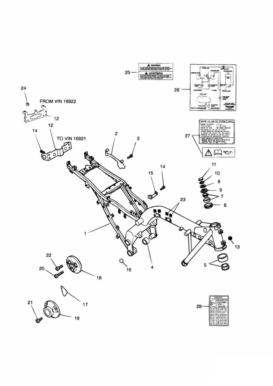 Main Frame & Fittings Sprint/Sprint Sport exploded diagram