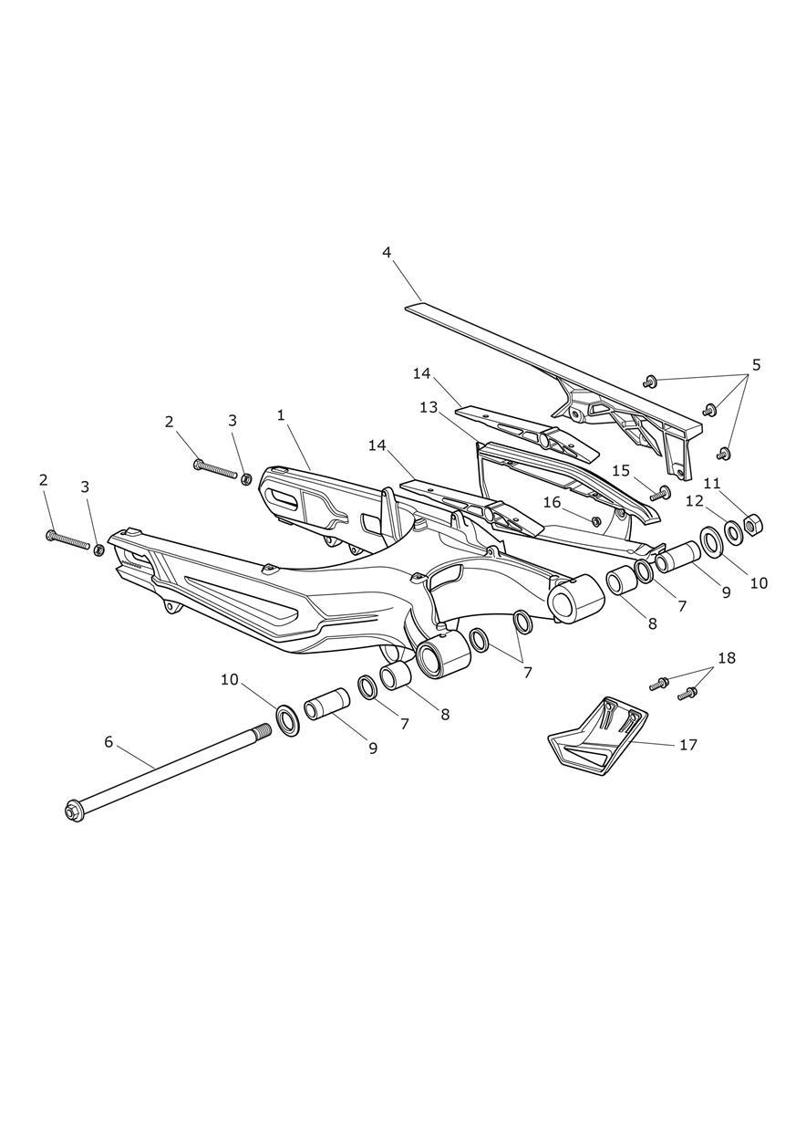 Rear Swingarm exploded diagram
