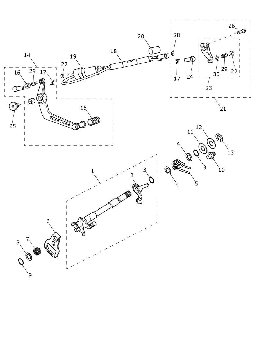 Gearchange Mechanism exploded diagram
