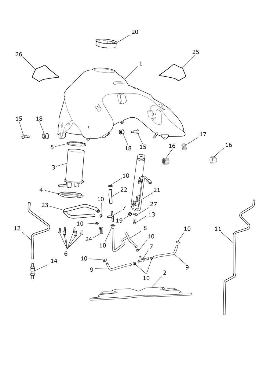 Fuel Tank, Fuel Pump & Fittings exploded diagram