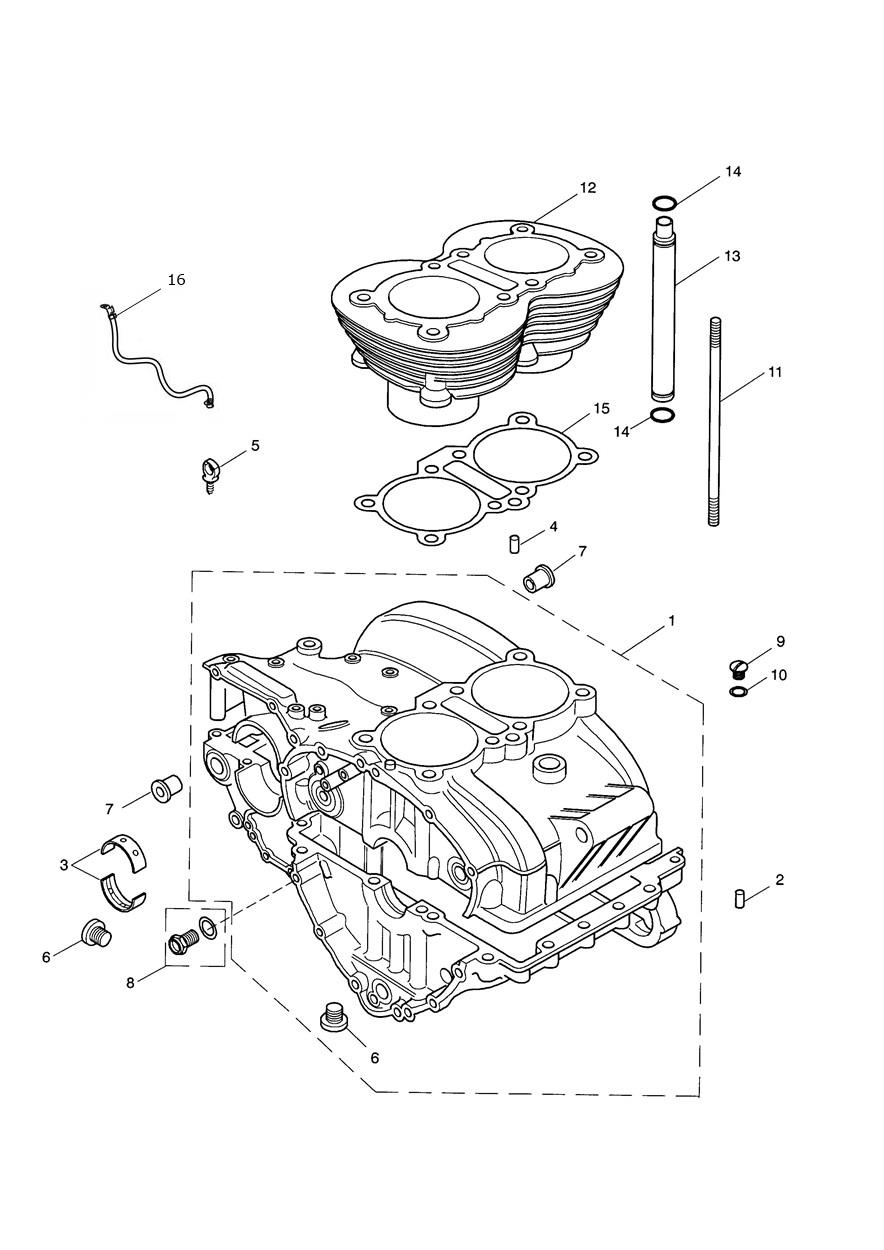 Crankcase & Fittings - Bonneville up to Eng No 221608 (Black Engines Only) exploded diagram