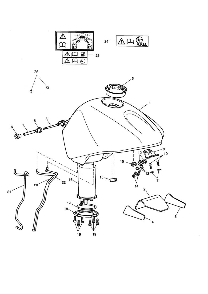 Fuel Tank, Fuel Pump & Fittings Black Tanks; Green Tanks; White Tanks exploded diagram