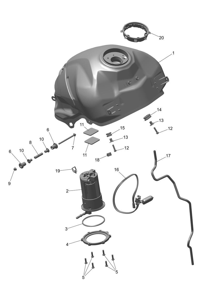 Fuel Tank, Pump and Fittings exploded diagram