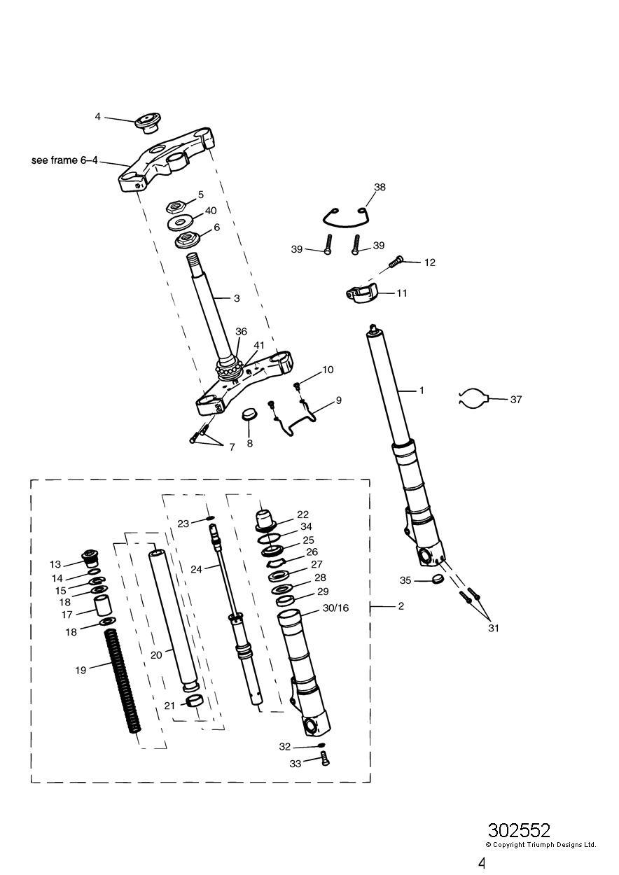 Front Forks and Yokes exploded diagram